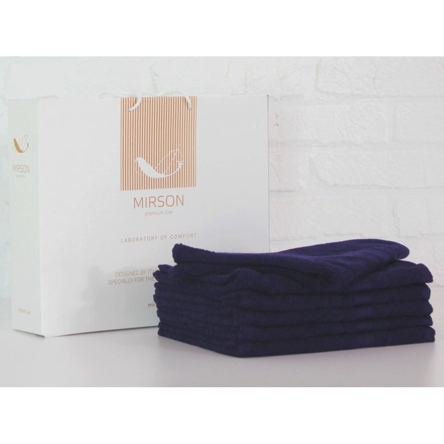 Рушник MirSon набір банних 5073 Elite SoftNess Darkblue 50х90 6 шт (2200003523973) - изображение 1