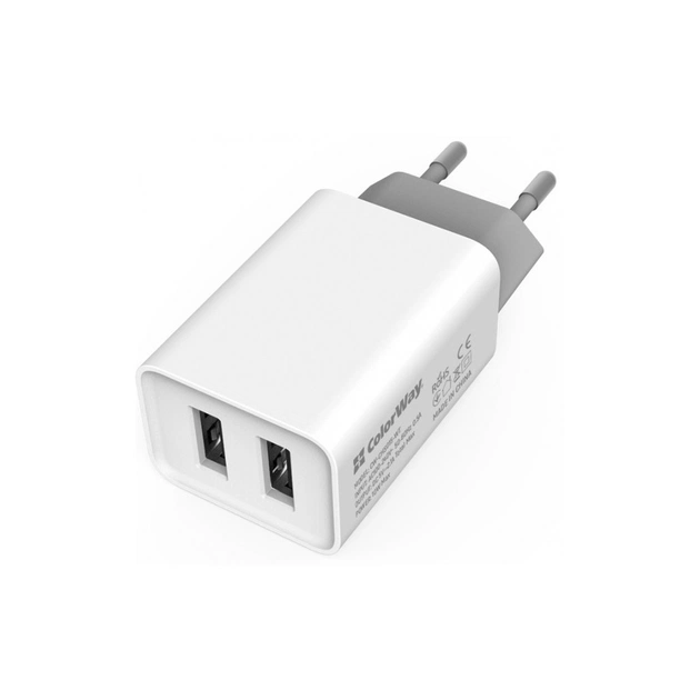Зарядний пристрій ColorWay 2USB AUTO ID 2.1A (10W) (CW-CHS015-WT) - зображення 1