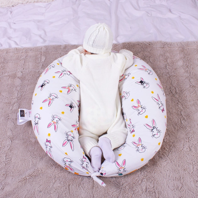Подушка MirSon для вагітних та годування №8336 Print Line 17-0529 Bunnies white Бязь 30х170х20 см (2200006200611) - picture 8