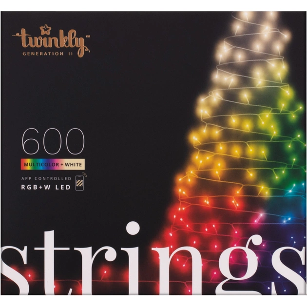 Гірлянда Twinkly Smart LED Strings RGBW 600, Gen II, IP44, довжина 48м, чорний (TWS600SPP-BEU) - зображення 1