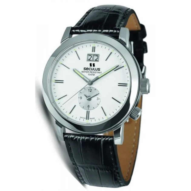 Наручний годинник Seculus 9537.1.620 white, ss, black leather - зображення 1
