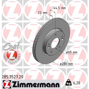 Гальмівний диск ZIMMERMANN 285.3527.20 зображення 1