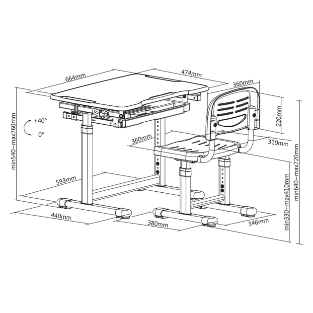 Парта зі стільцем FunDesk трансформер (221900) - picture 5