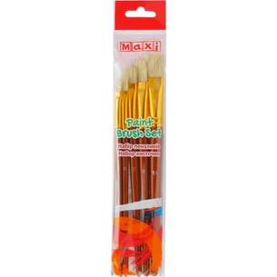 Пензлик для малювання Maxi набір 5 шт ворс щетина, пласкі (№ 3, 5, 7, 9, 10), коротка ручка (MX60879) зображення 1