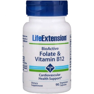 Вітамін Life Extension Фолат і B12, BioActive Folate & Vitamin B12, 90 вегетаріансь (LEX-18429) зображення 1