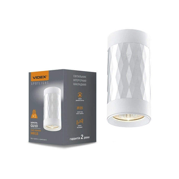 Світильник точковий Videx під лампу GU10 SPF03A накладний білий + срібляста призма (VL-SPF03A-SPW) - picture 3