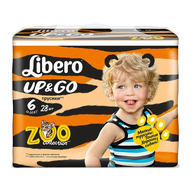 Підгузки Libero Up&Go 6 (13-20 кг) 28 шт (7322540600025) - изображение 1