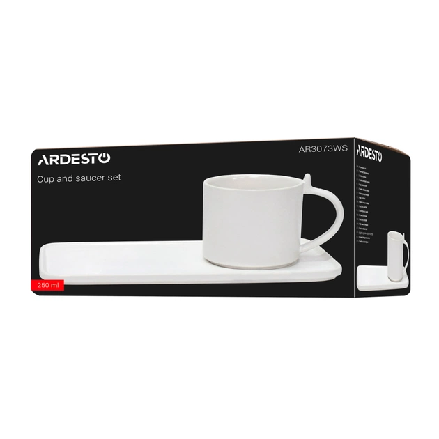Комплект посуду Ardesto чашка з блюдцем, 250мл, порцеляна, білий (AR3073WS) - picture 7