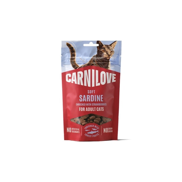 Лакомство для котов Carnilove Soft Snack Sardine with Strawberry 50 г (8595602582556) - изображение 1