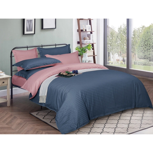 Постільна білизна MirSon Satin Stripe 30-0020 + 30-0007Edarin 160х220 Сімейний (2200005265727) - зображення 1