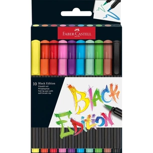 Фломастеры Faber-Castell кисточки Black Edition, 10 цветов (32355) изображение 1