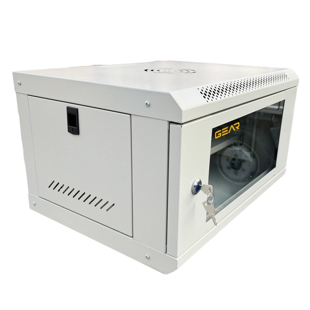 Шкаф настенный GEAR 6U 19" 600x600x300 мм, + полка 19", grey (GWMSN-6U-600-600G) - изображение 4