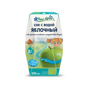 Сік дитячий Fleur Alpine Яблуко з природною водою 200 мл (9002711027513) зображення 1