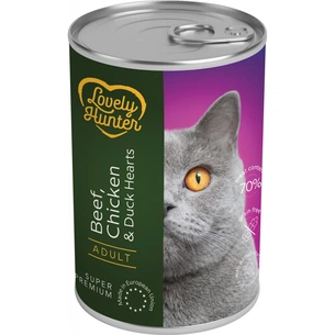Консерви для котів Lovely Hunter Adult Beef, Chicken&Duck Hearts 400 г (LHU45629) зображення 1