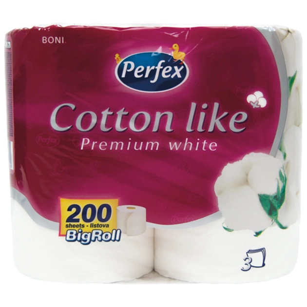 Туалетная бумага Perfex Cotton Like Premium White 3 слоя 4 рулона (8606102287329) - изображение 1