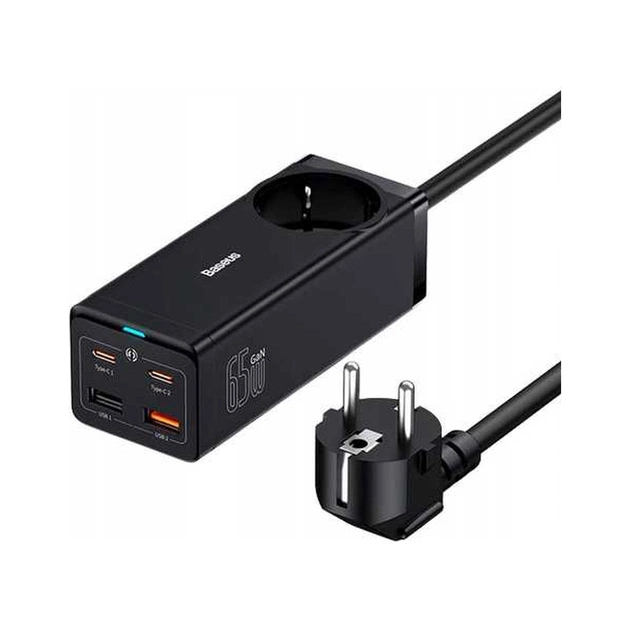 Зарядное устройство Baseus AC + 2xUSB-C 65W + 2xUSB black (PSZM000901) - изображение 1