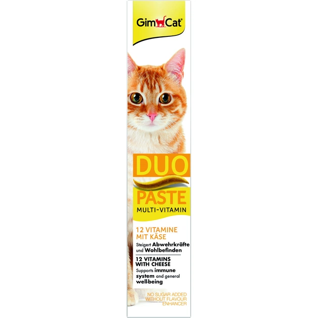 Паста для тварин GimCat DUO PASTE Multi-vitamin 12 vitamins with cheese 12 вітамінів та сир 50 г (4002064421841) - picture 2