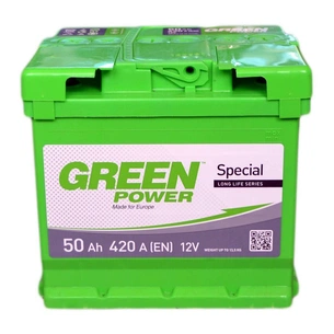 Акумулятор автомобільний GREEN POWER Standart 50Ah (+/-) (420EN) (22354) зображення 1