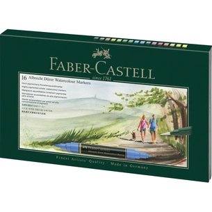 Художній маркер Faber-Castell набір акварельні двосторонні Albrecht Dürer, набір 16 кольорів + пензлик (30469) зображення 1