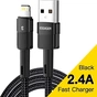 Дата кабель USB 2.0 AM to Lightning 2.0m 2.4A black Essager (EXCL-XCA01) - зменшене зображення 1