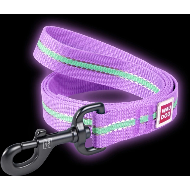 Повідець для собак WAUDOG Nylon світонакоплювальний M Ш 20 фіолетовий (45749) - зображення 4