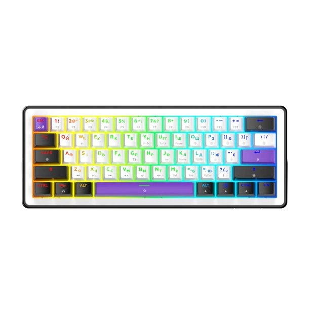 Клавіатура Hator Hellyberry HK60 Mechanical Linear RGB USB UA White/Violet (HK60) - зображення 1