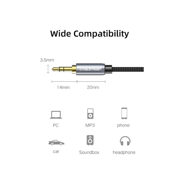 Кабель мультимедійний 3.5mm M to 3.5mm F 3.0m Cabletime (CA915255) - picture 3