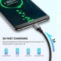 Дата кабель USB 2.0 AM to USB-C 1.0m US288 Aluminum Braid Black Ugreen (60126) - зменшене зображення 2