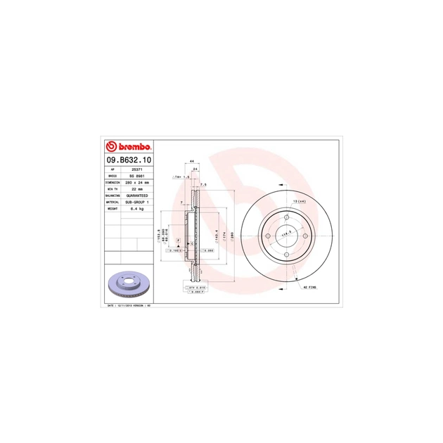 Тормозной диск Brembo 09.B632.10 - изображение 1