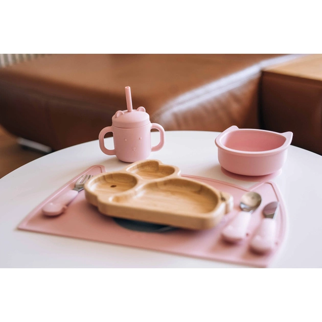 Набір дитячого посуду FreeON Kitty силіконовий килимок для годування, pink (46385) - picture 2