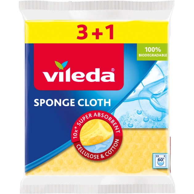 Серветки для прибирання Vileda Вологопоглинаючі 3+1 шт. (4023103127845) - picture 1