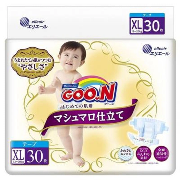Підгузки GOO.N SUPER PREMIUM MARSHMALLOW 12-20 кг (унісекс, 30 шт) (853350) - изображение 1