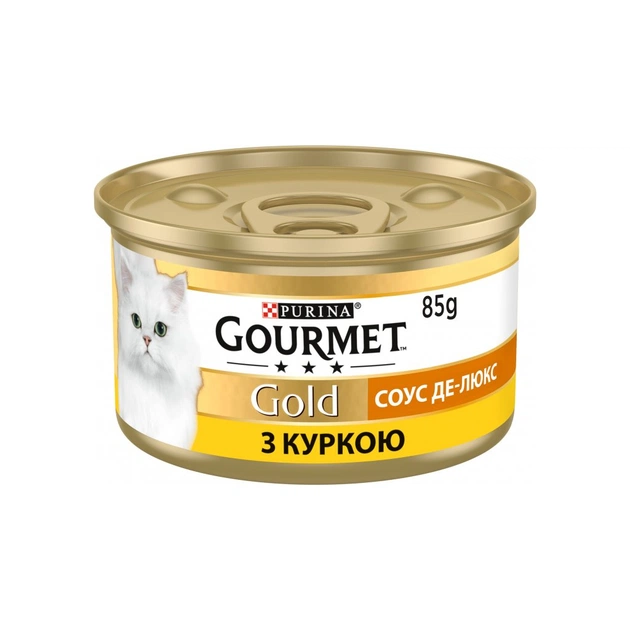 Влажный корм для кошек Purina Gourmet Gold. Соус Де-Люкс с курицей 85 г (7613036705103) - изображение 1