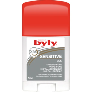 Дезодорант Byly Стик Sensitive Silk Защита 24 часа Без запаха и алюминия Гипоаллергенный для чувствительной кожи (8411104004740) изображение 1