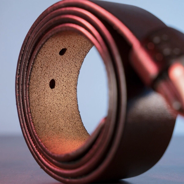 Ремінь Vintage Шкіряний з закругленою класичною пряжкою Коричневий (20230) - зображення 8