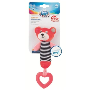 Брязкальце Canpol плюшева з пищалкою та зубогризкою BEARS кораловий (68/055_cor) зображення 1