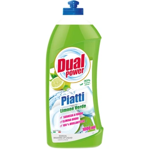 Засіб для ручного миття посуду Dual Power рідкий Зелений лимон 1 л (8032680397011) зображення 1