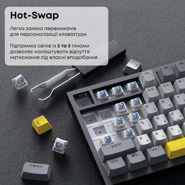 Клавіатура Ajazz AK820 Sea Salt Switch Black USB-C (AK820-SS-BGY) - зображення 7
