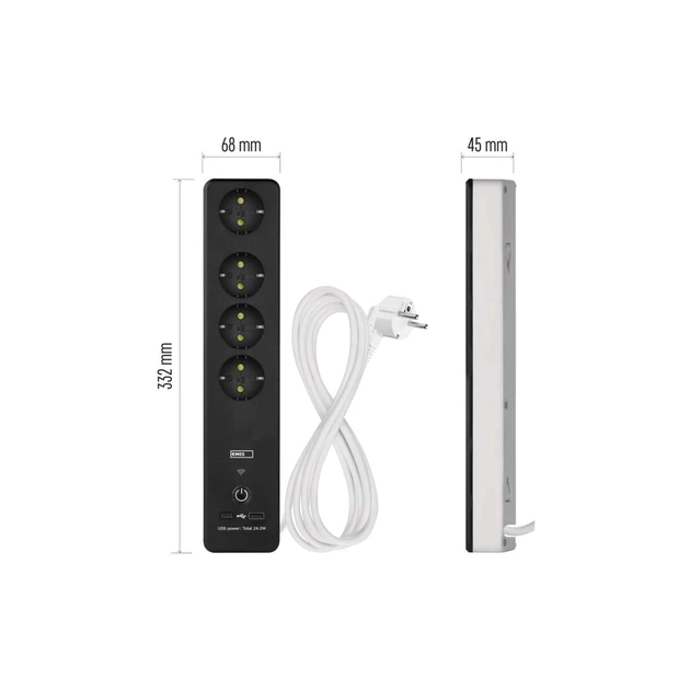 Мережевий подовжувач EMOS P1422SM 2m 4 роз. 1xUSB-A 1xUSB-C Wi-Fi 1,5мм2 (P1422SM) - зображення 10
