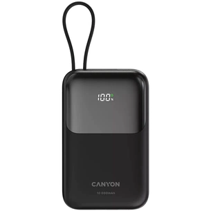 Батарея універсальна Canyon 10000mAh OnPower 101 PD/22.5W built-in cable Black (CNS-CPB101BK) зображення 1