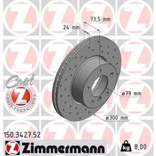 Гальмівний диск ZIMMERMANN 150.3427.52 зображення 1