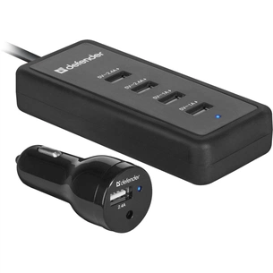 Зарядний пристрій Defender ACA-02 авто, 5 портів USB, 5V / 9.2A (83568) зображення 1