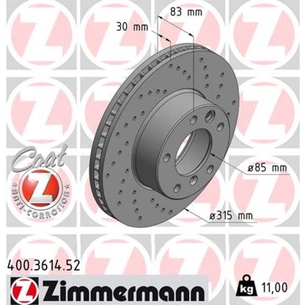 Гальмівний диск ZIMMERMANN 400.3614.52 зображення 1