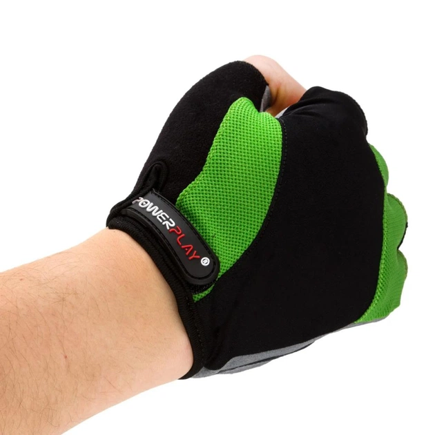 Велорукавиці PowerPlay 5041 Black/Green S (5041A_S_Green) - зображення 3