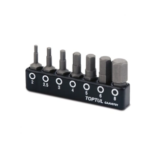 Набір біт Toptul шестиграних 1/4" 7од. (Hex: 2, 2.5, 3, 4, 5, 6, 8mm) (GAAV0701) зображення 1