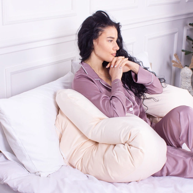 Подушка MirSon для вагітних та відпочинку Velvet Line №8019 U-подібна Cream (2200006178514) - picture 5