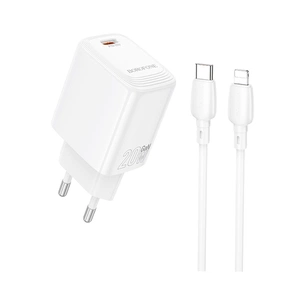 Зарядний пристрій BOROFONE BN26 Fuente USB-C PD20W + cable USB-C to Lightning White (6941991120244) зображення 1