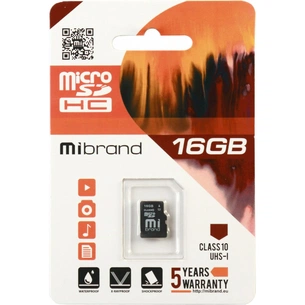 Карта пам'яті Mibrand 16GB microSDHC class 10 UHS-I (MICDHU1/16GB) зображення 1