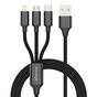 Дата кабель USB 2.0 AM to Lightning + Micro 5P + USB-C 1.0m 2.4-3A black Grand-X (PX-31B) - зменшене зображення 1