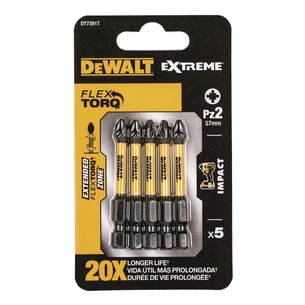Набір біт DeWALT IMPACT TORSION, ударні, Pozidriv, Pz2, L=57 мм, 5 шт (DT7391T) picture 1